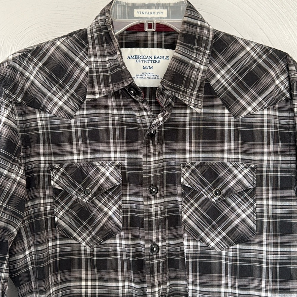 Black Plaid Men’s Shirt from American Eagle